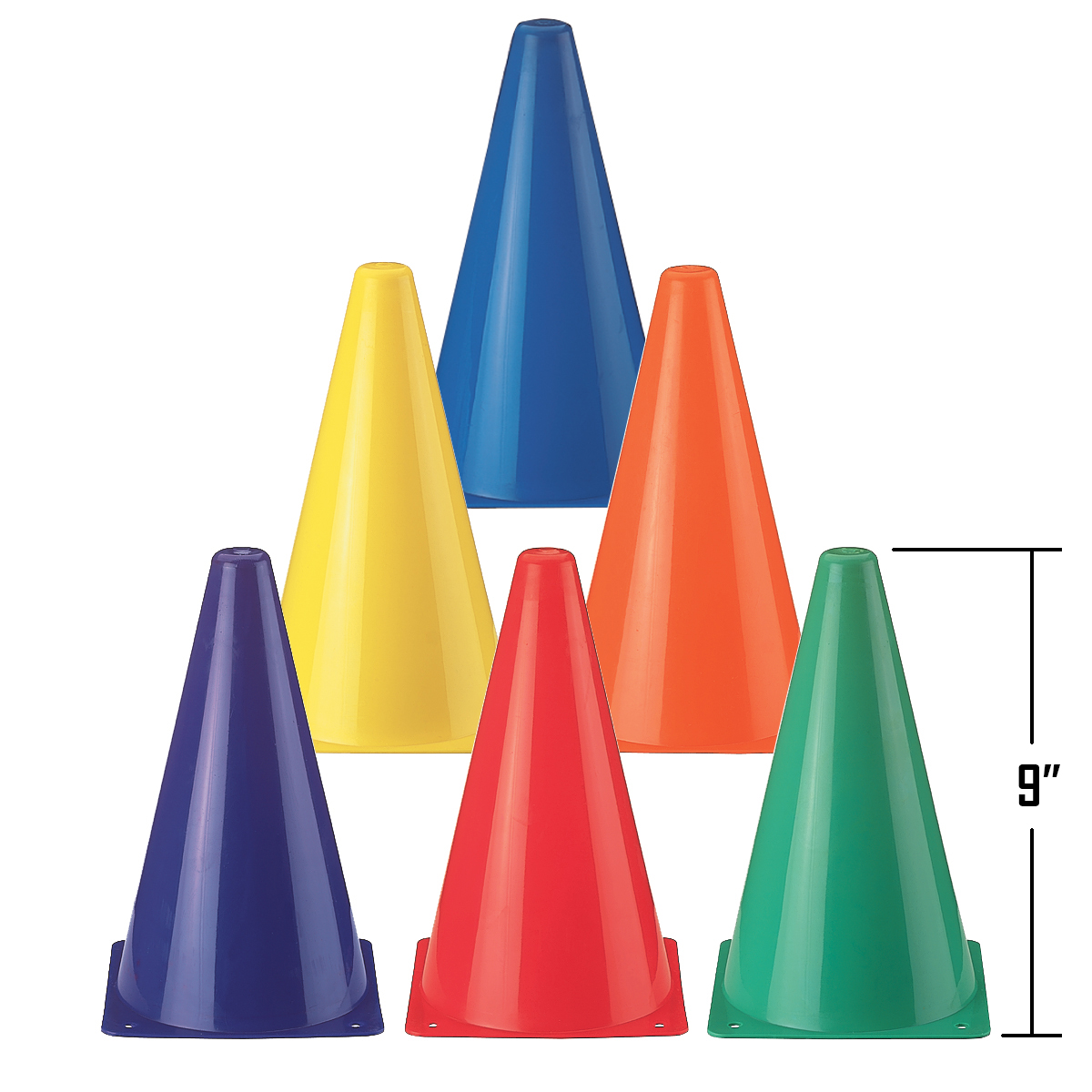 Plastic Cones  9"  6-Colorz Set