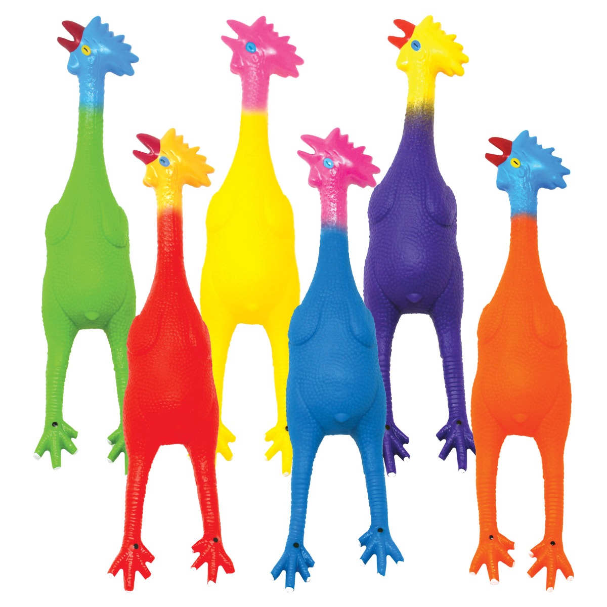 Molded PVC Roosters 6-Color Set of 6