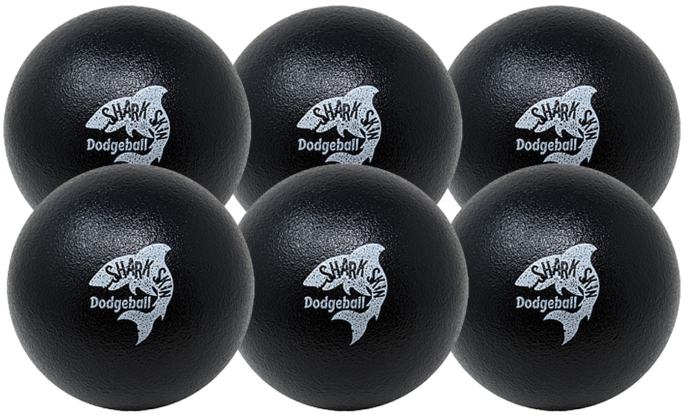 Shark Skin™ 6 1/4" Latex Free Black Dodgeballs - Pack of 6