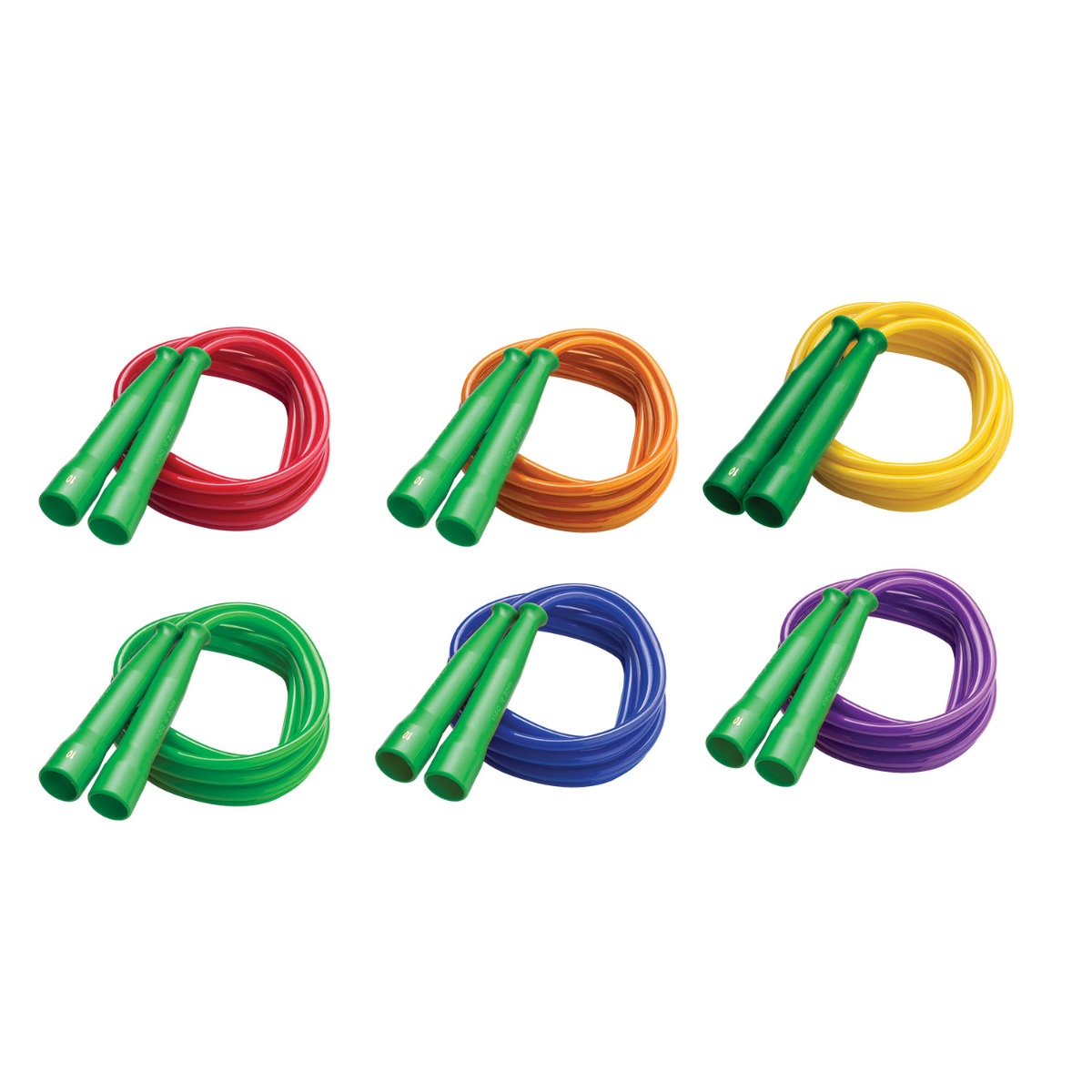 10 Ft. Standard Speed Jump Ropes 6-Colorz set w/ green handles