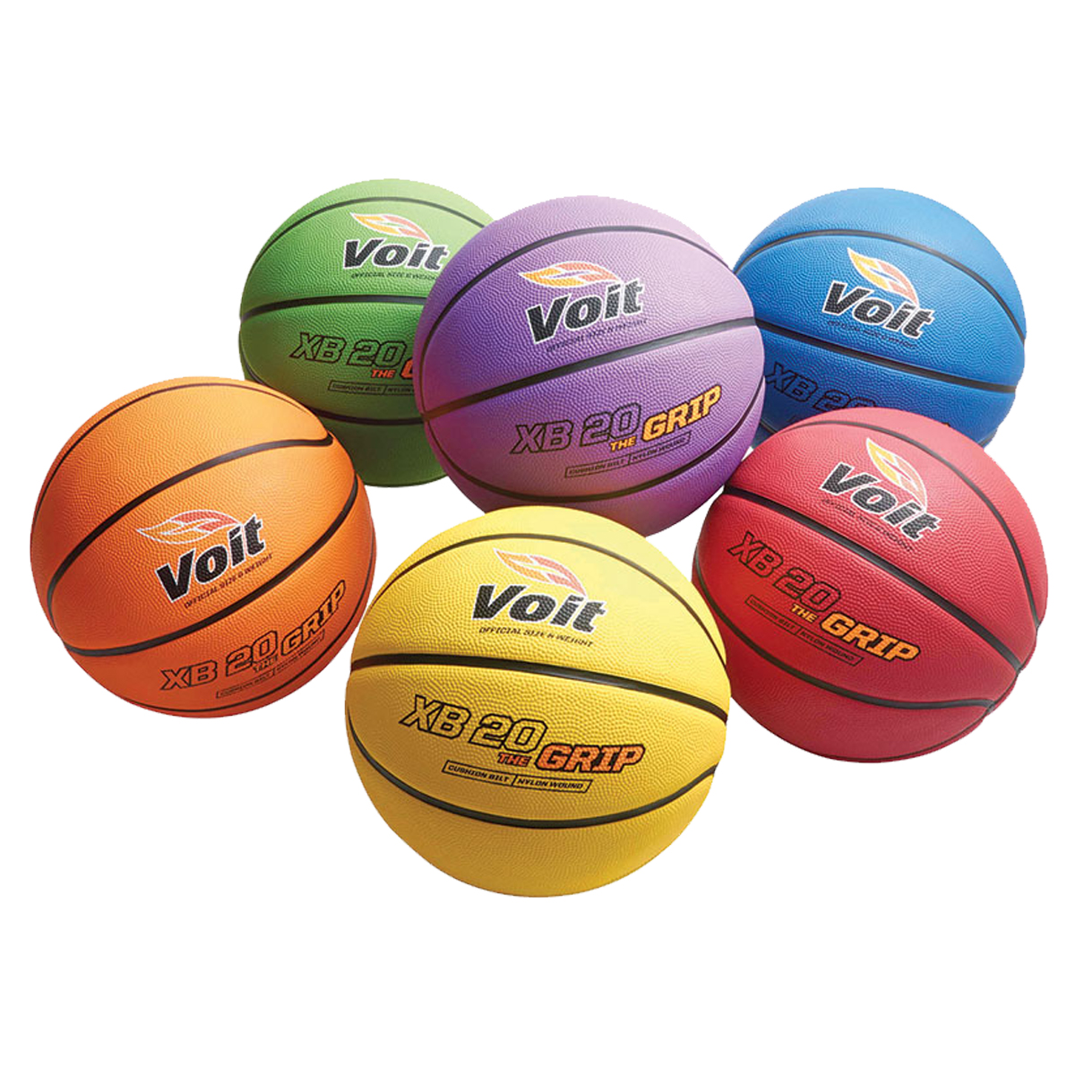 Voit XB20 The Grip Basketball - Interm. 6-Colorz Set
