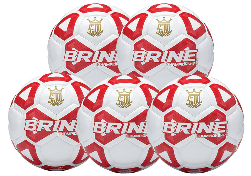 Brine Championship II Scarlet Official Size 5 Soccer Ball Pack of 5