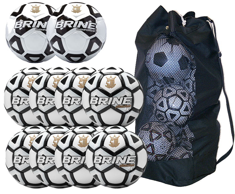 Brine Phantom X Official Size 5 Soccer Ball Bundle - Black