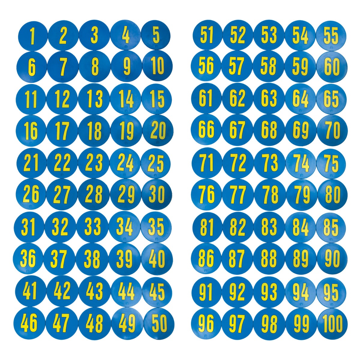 Numbered 9 Inch Poly Spots (1 - 100)